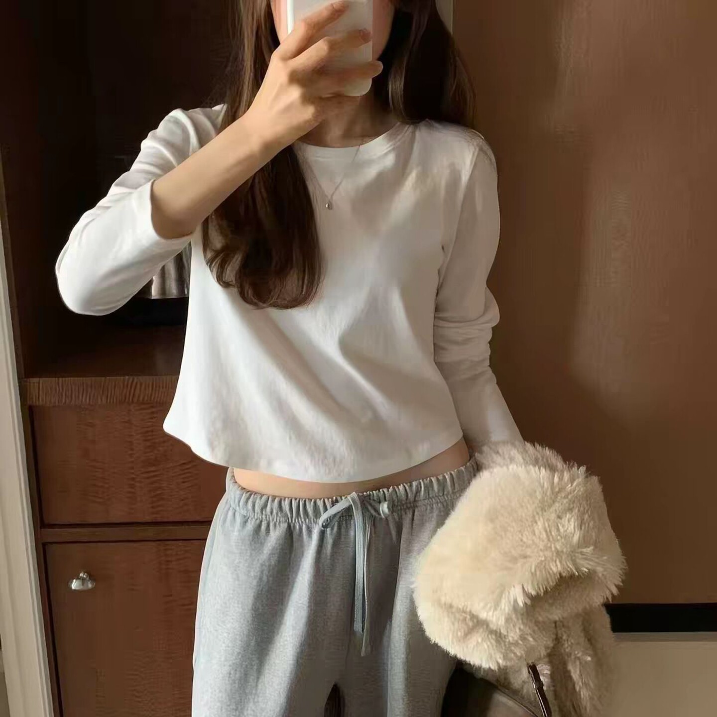 长袖时尚简约韩国女装纯色T恤女