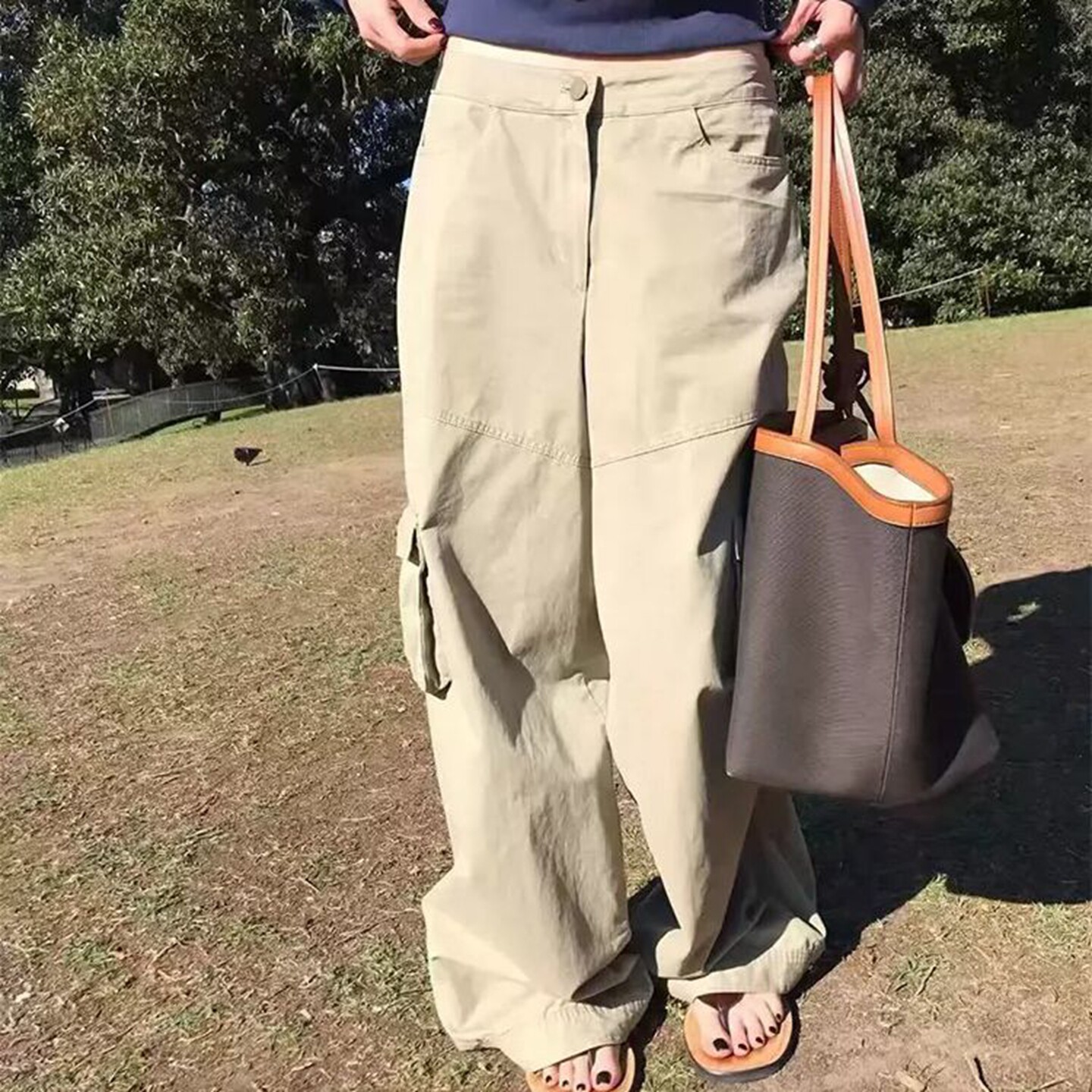 高腰复古韩国代购直筒休闲裤