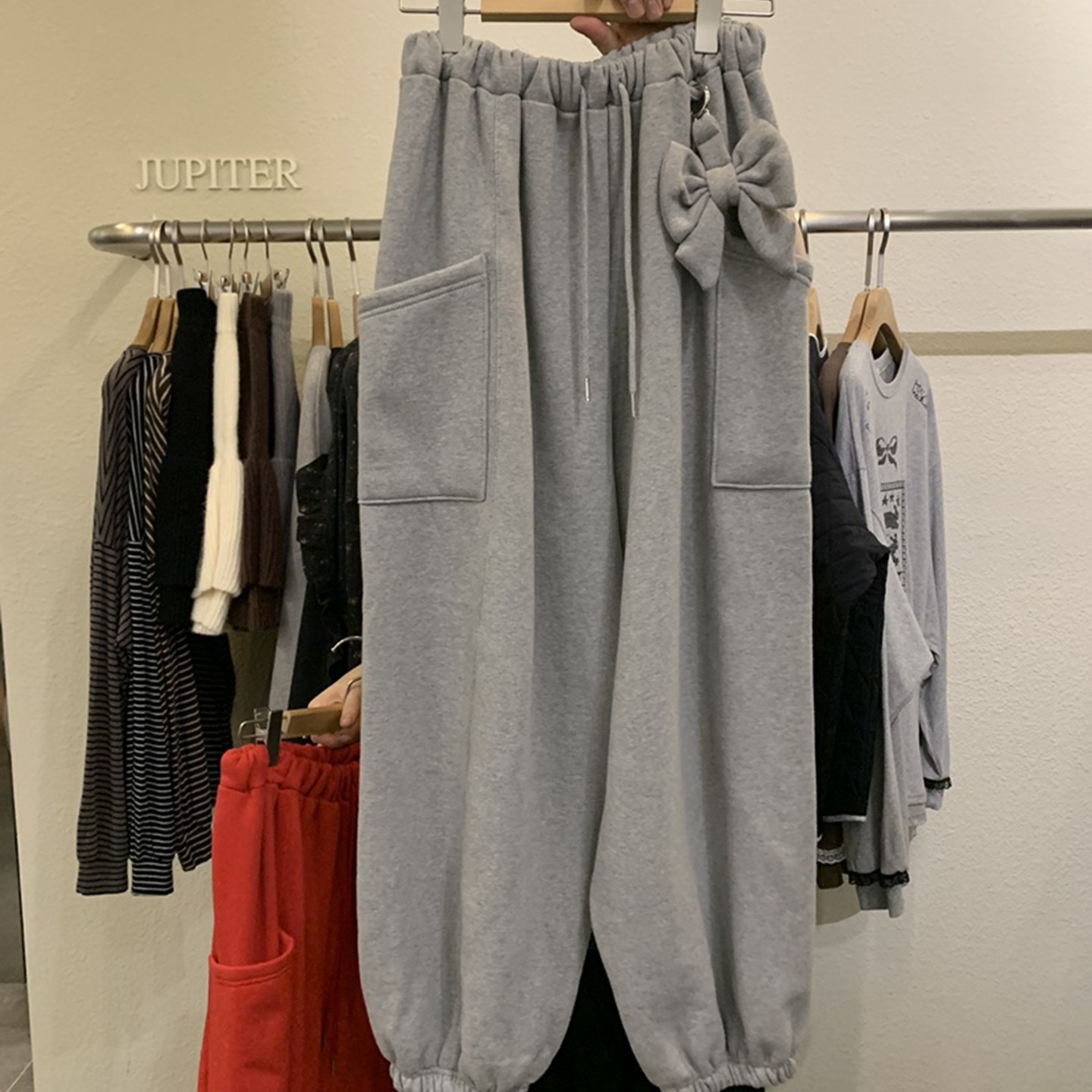 韩国代购百搭蝴蝶结束脚休闲裤女