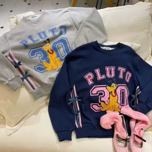 现韩国东大门代购boutique2025秋季百搭蝴蝶结装饰卡通印花卫衣女