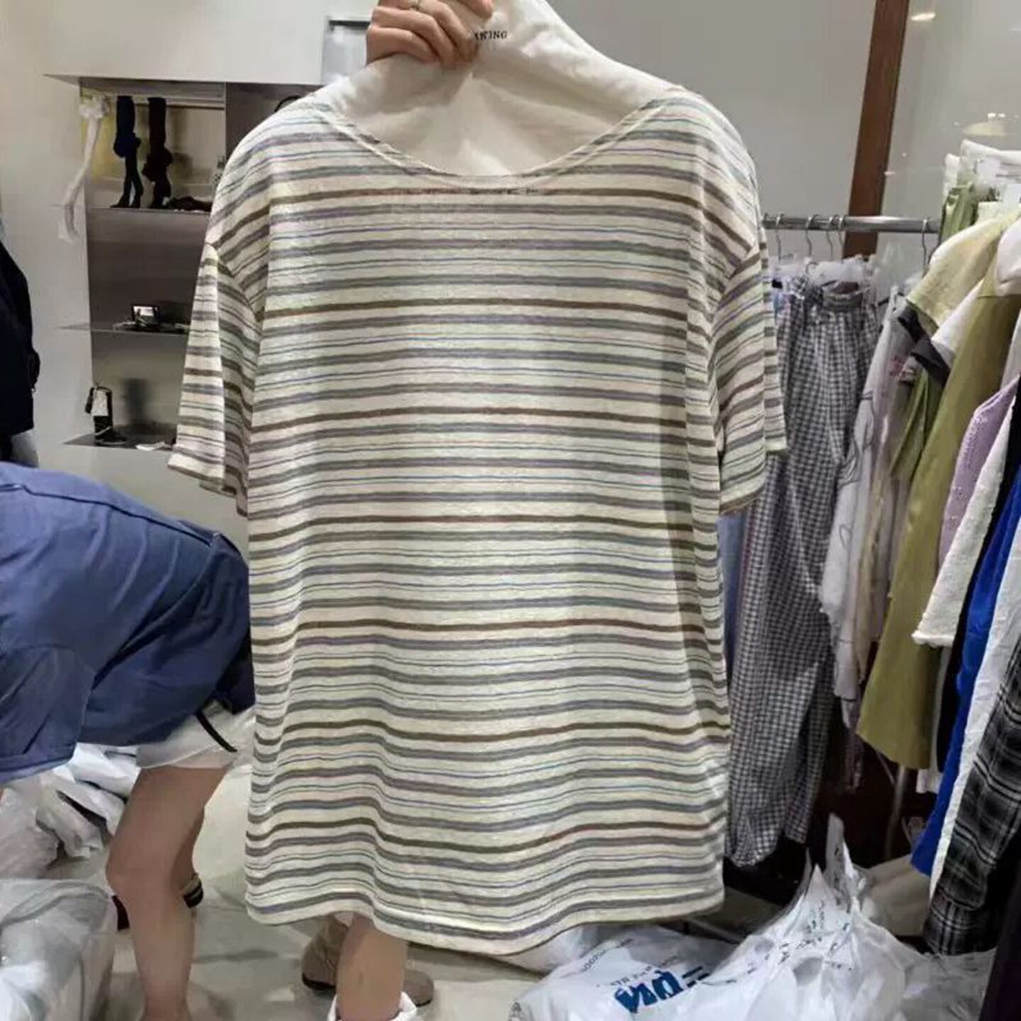 短袖休闲百搭韩国代购条纹T恤女