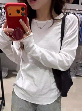 现韩国东大门代购Brot2026春季洋气百搭弧形下摆显瘦打底长袖T恤