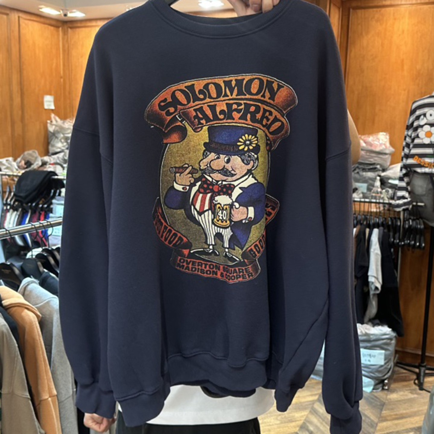 韩国代购宽松卡通印花加绒卫衣女