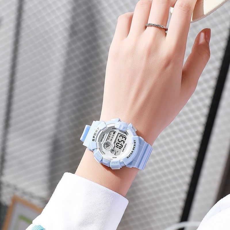 儿童手表女孩女童小学生初中生时尚潮流简约运动多功能夜光电子表