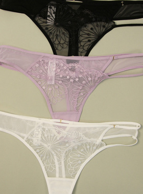 性感蕾丝内裤女纯欲风透明网纱刺绣无痕低腰丁字裤女