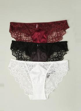 无痕简约裤头花边性感棉档裤女士纯色低腰三角内裤女无痕