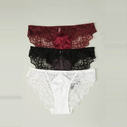 无痕简约裤头花边性感棉档裤女士纯色低腰三角内裤女无痕