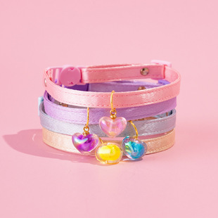 猫咪无声项圈宠物脖子挂饰爱心颈圈小猫脖圈可爱纯色布偶公主风