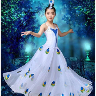 新款开场孔雀舞雀之灵六一儿童傣族舞蹈演出服装杨丽萍同款大摆裙