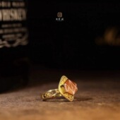 千年特殊十字星镶蚀红玉髓戒指子环18K黄金玛瑙天珠女款 原创轻奢