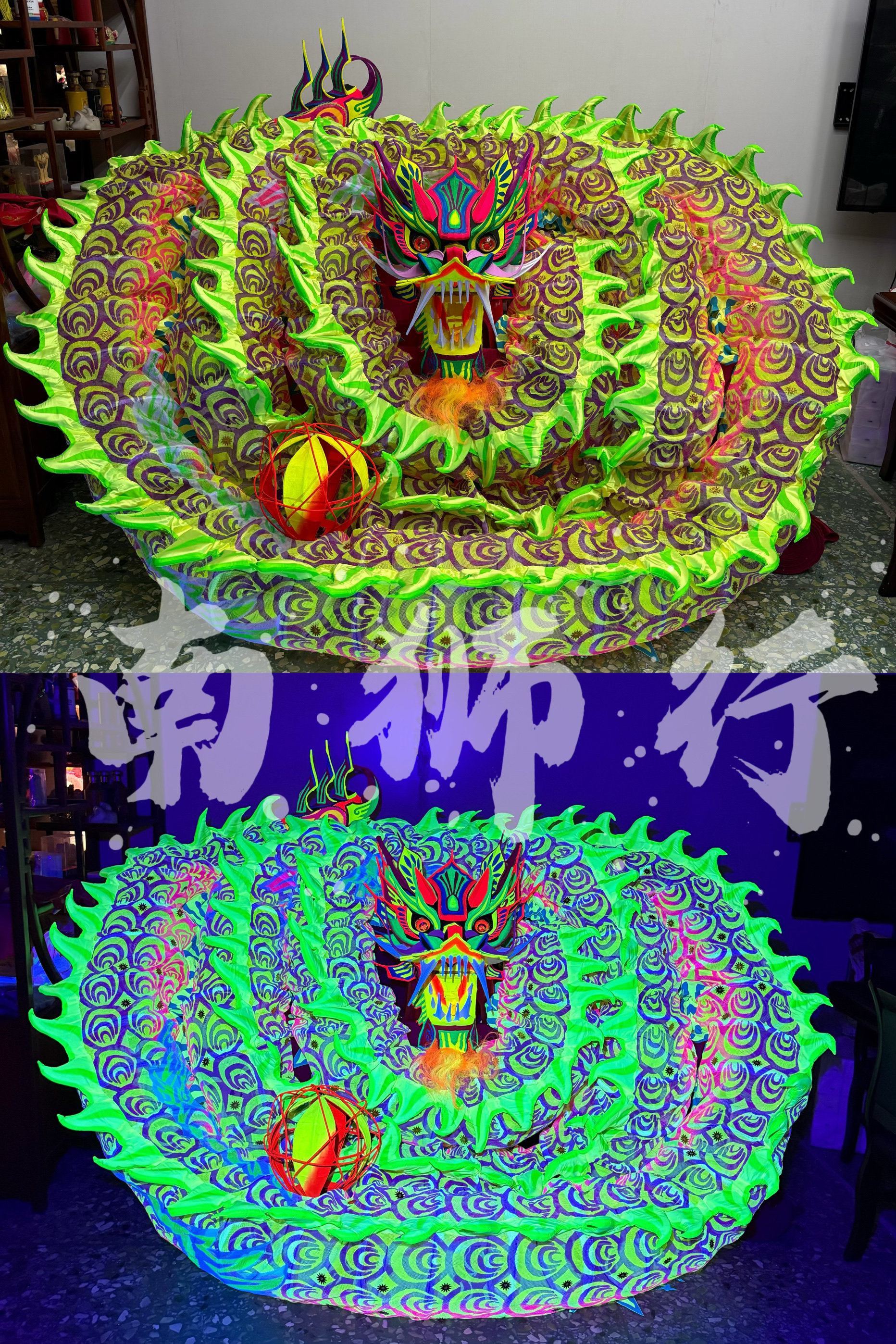 舞龙 夜光龙舞龙灯道具竞技比赛舞龙道具 南龙北龙十五楼龙网龙头