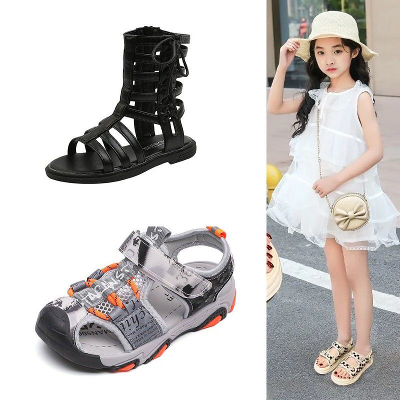 法国Fad Karan沙滩鞋女款夏季凉鞋男款儿童真皮海边外穿防滑耐磨