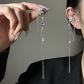 HEY TAO绝美闪锆雪花流苏耳骨夹女高级感轻奢个性 无耳洞耳夹耳饰