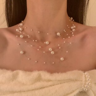 HEY TAO满天星珍珠项链女2025新款爆款轻奢小众设计感高级锁骨链