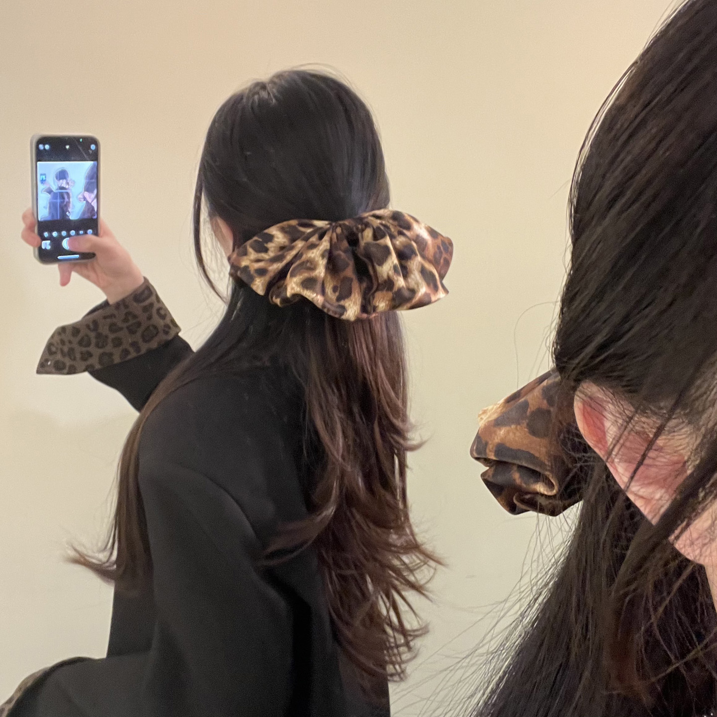 HEY TAO复古豹纹蝴蝶结弹簧夹发饰女时尚高级感气质发夹头饰发卡