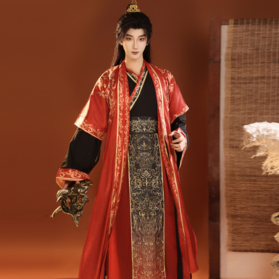 新款红色古装汉服套装春秋战国袍