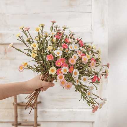 PE泡沫8头小雏菊仿真花批发假花婚庆装饰家居跨境MW09906