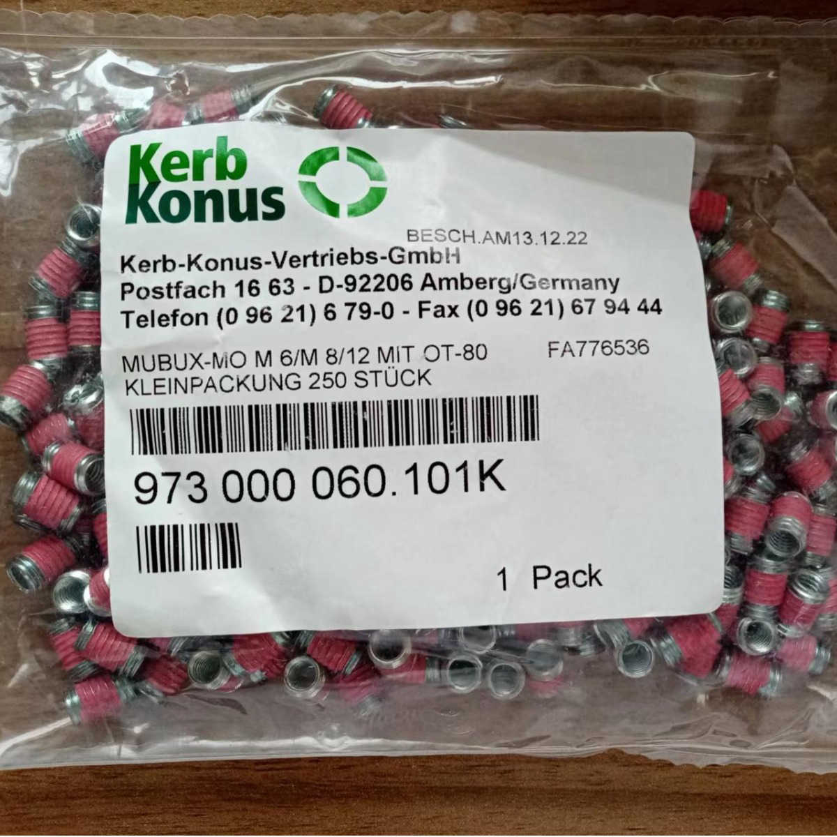 德国kerb konus 螺纹套 973 000 060.101K