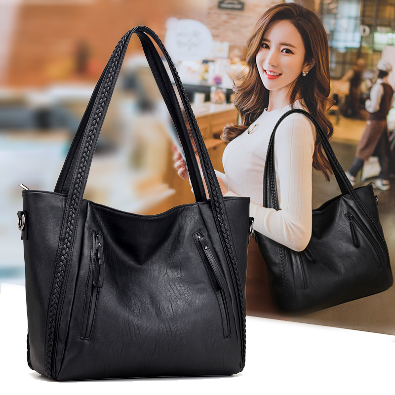 潮牌韩版单肩包女大包大容量软皮新款简约托特手提包斜挎中年妈妈