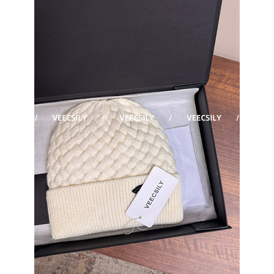 25B人字纹针织帽子毛线冷帽女