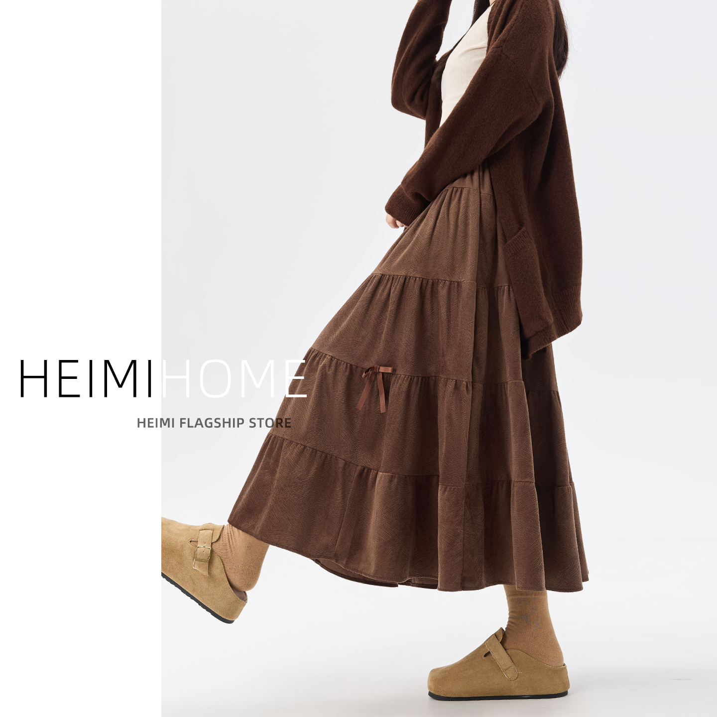 秋冬季高腰蝴蝶结丝绒半身裙