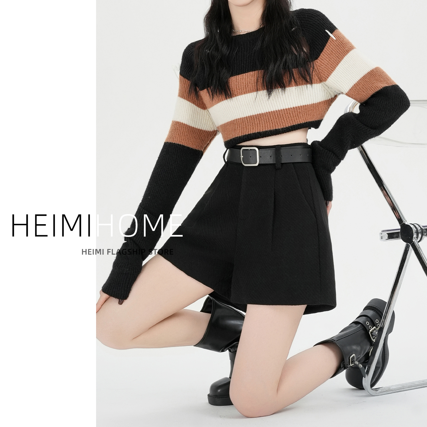 2025秋冬季高腰外穿阔腿靴裤短裤