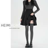 黑色百褶裙女秋冬季 学院风高腰A字压褶半身裙小个子加厚西装 中裙