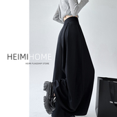 裤 女2025春夏秋设计感百褶裙裤 宽松大裤 黑色高级西装 脚休闲阔腿裤