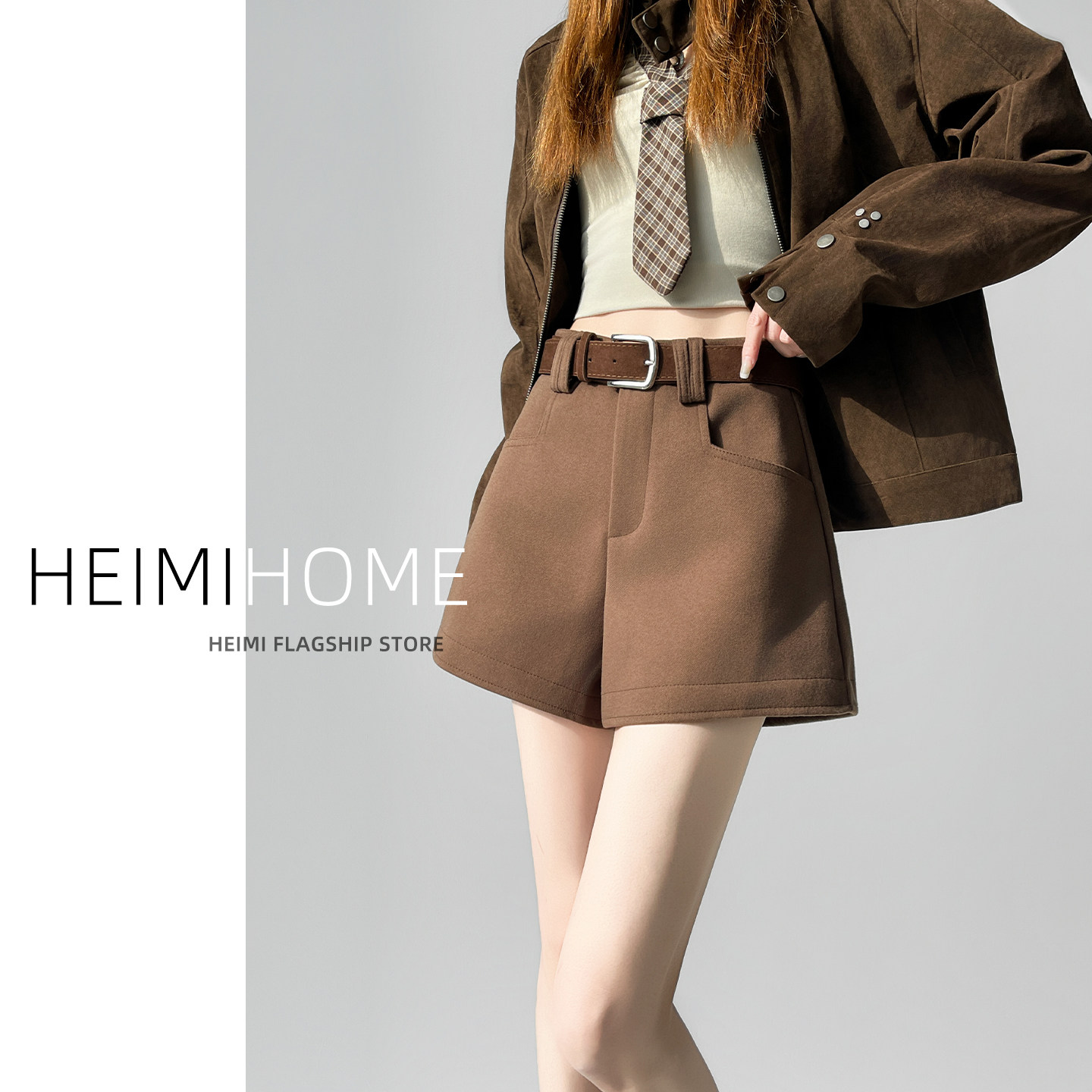 咖色毛呢短裤女秋冬季加厚高腰呢子休闲靴裤小个子外穿a字阔腿裤,女装/女士精品,休闲裤,淘宝优惠券,粉丝福利购,淘宝优惠卷