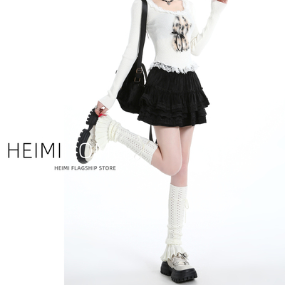 秋冬季芭蕾风蕾丝花边蛋糕半身裙