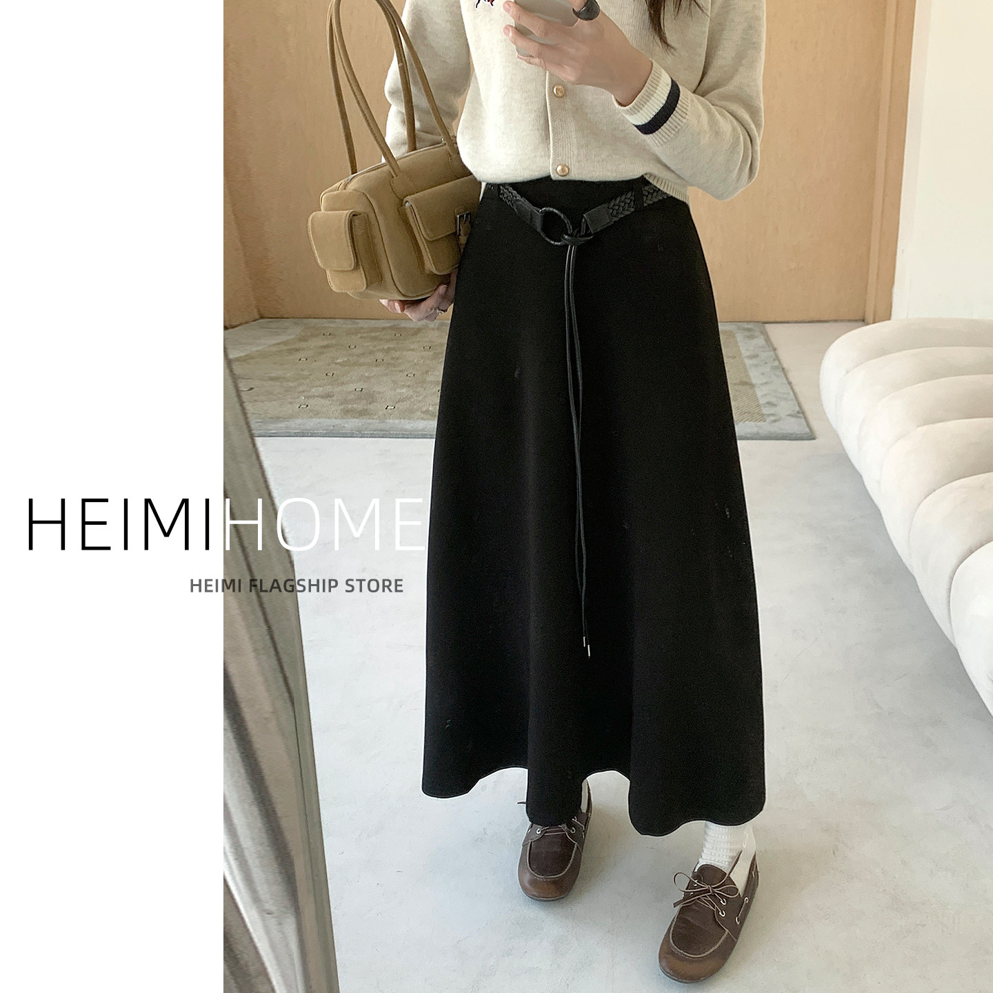 秋冬季高级感长款糯米半身裙伞裙