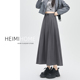 灰色西装 垂感百褶长裙梨形身材a字伞裙 半身裙女春夏秋高腰中长款