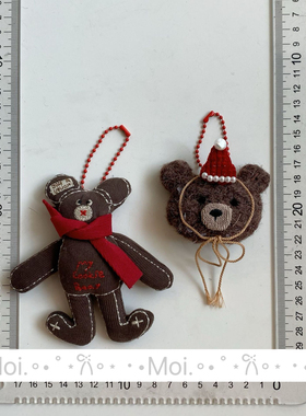 ins圣诞新年红色节日氛围可爱卡通小狗小熊挂饰 钥匙扣珠链挂件