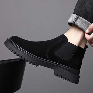 冬季新款真皮男鞋翻毛皮靴子男马丁靴透气软底鞋加绒保暖休闲鞋男