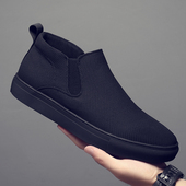 布鞋 懒人布鞋 男款 一脚蹬男士 中低帮加绒男鞋 2025秋冬新款 子男棉鞋