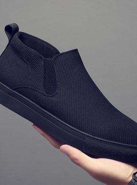 一脚蹬男士布鞋男款中低帮加绒男鞋2025秋冬新款懒人布鞋子男棉鞋