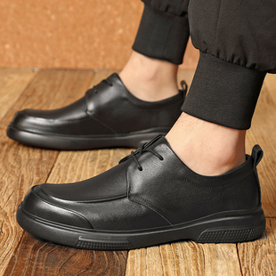 真皮男鞋头层牛皮时尚百搭软底鞋加绒保暖休闲鞋圆头男士皮鞋男款