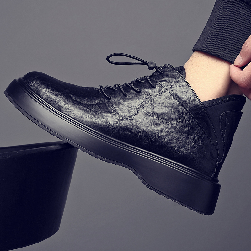 皮鞋男款秋冬季加绒保暖男鞋