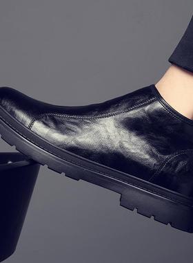 马丁靴男真皮2024新款商务休闲高帮皮鞋英伦切尔西靴拉链加绒短靴