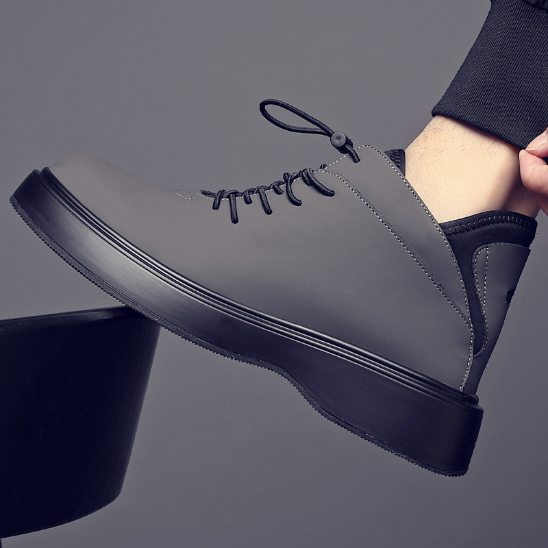 2025秋冬季新款马丁靴英伦风高帮皮鞋休闲鞋男士真皮加绒皮靴男款