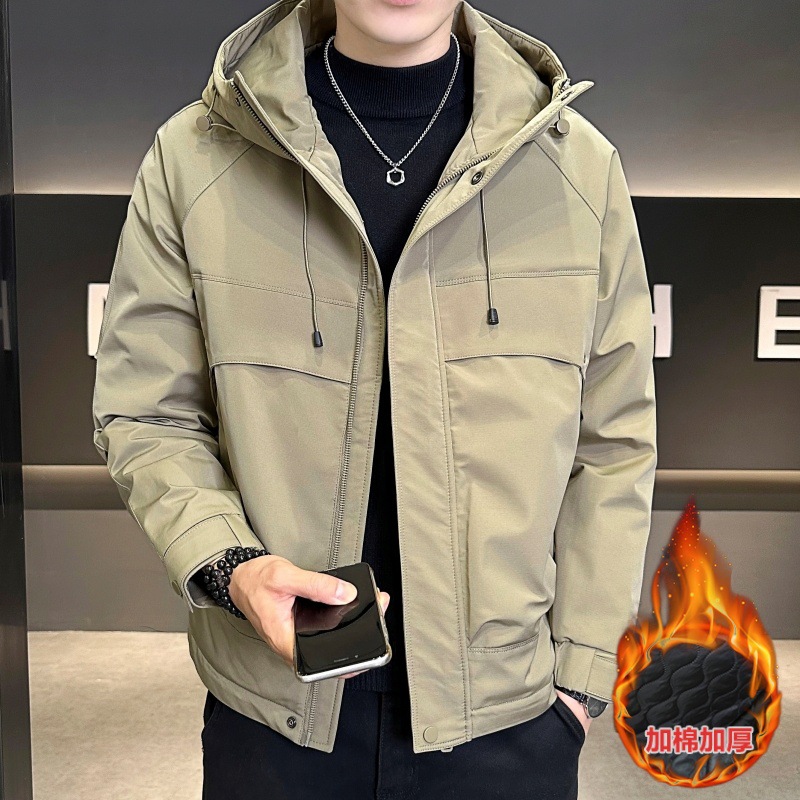 【连帽外套】秋季新款帅气稳重百搭时尚连帽宽松户外休闲加厚男装