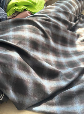 一米 新款 紫红蓝格 秋冬款0597 时装面料（宽1.45米左右）