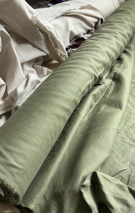 宽1.45米左右 3米 0638面料 亚麻棉布料 军绿色