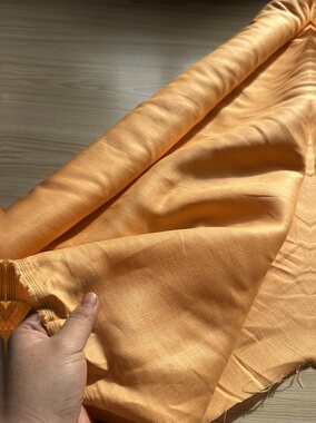 一米 橙色 纯亚麻布料 面料（宽1.4米左右）