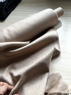 杏咖色 宽1.45米左右 双面 6287面料 羊毛绒布料 一米