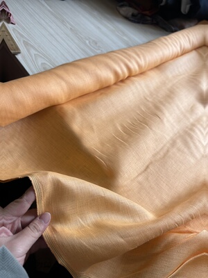 橙黄色 纯麻布料 6926面料（宽1.45米左右）