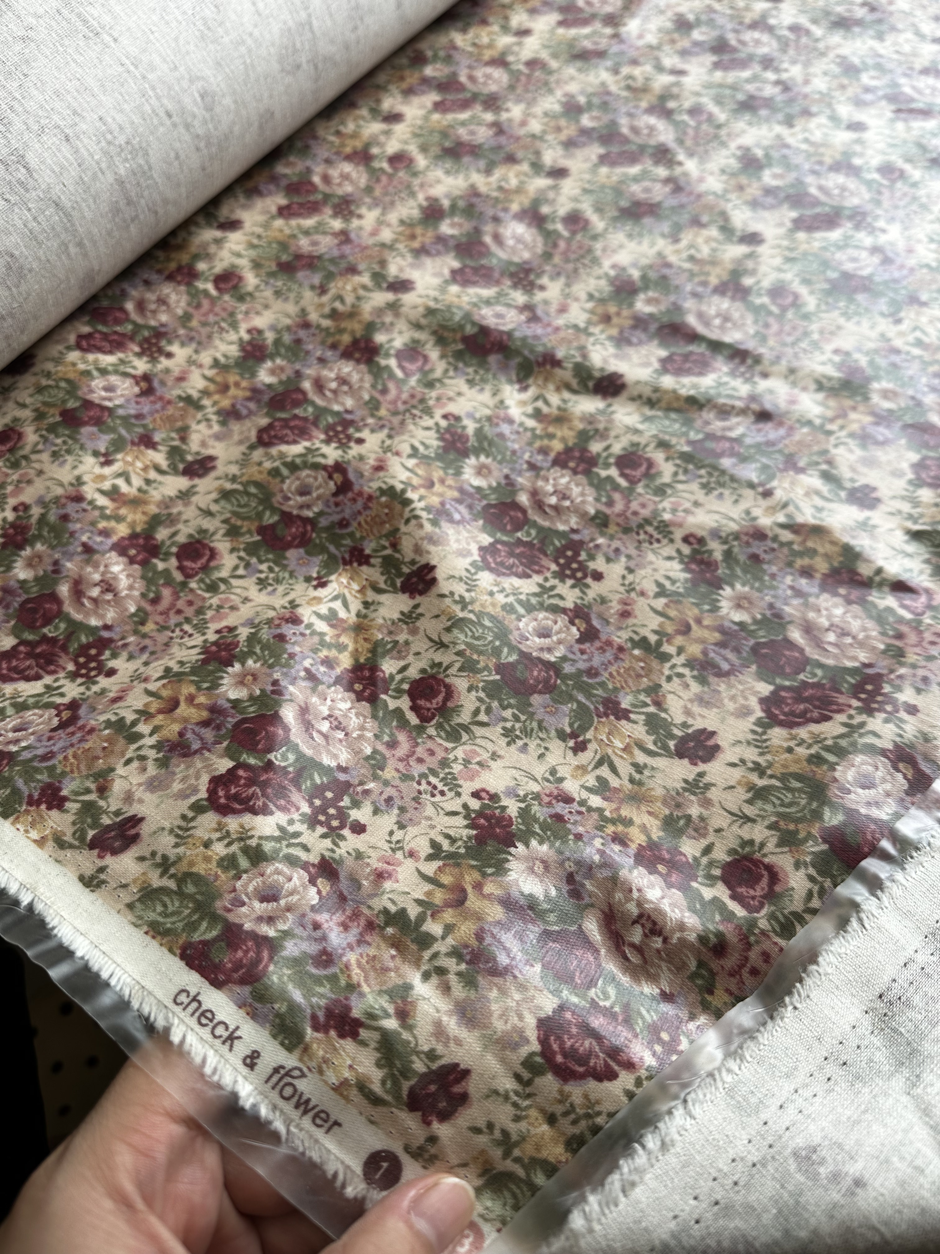 一米 check  flower 韩国进口 防水性 手工 面料（宽1.15米左右）