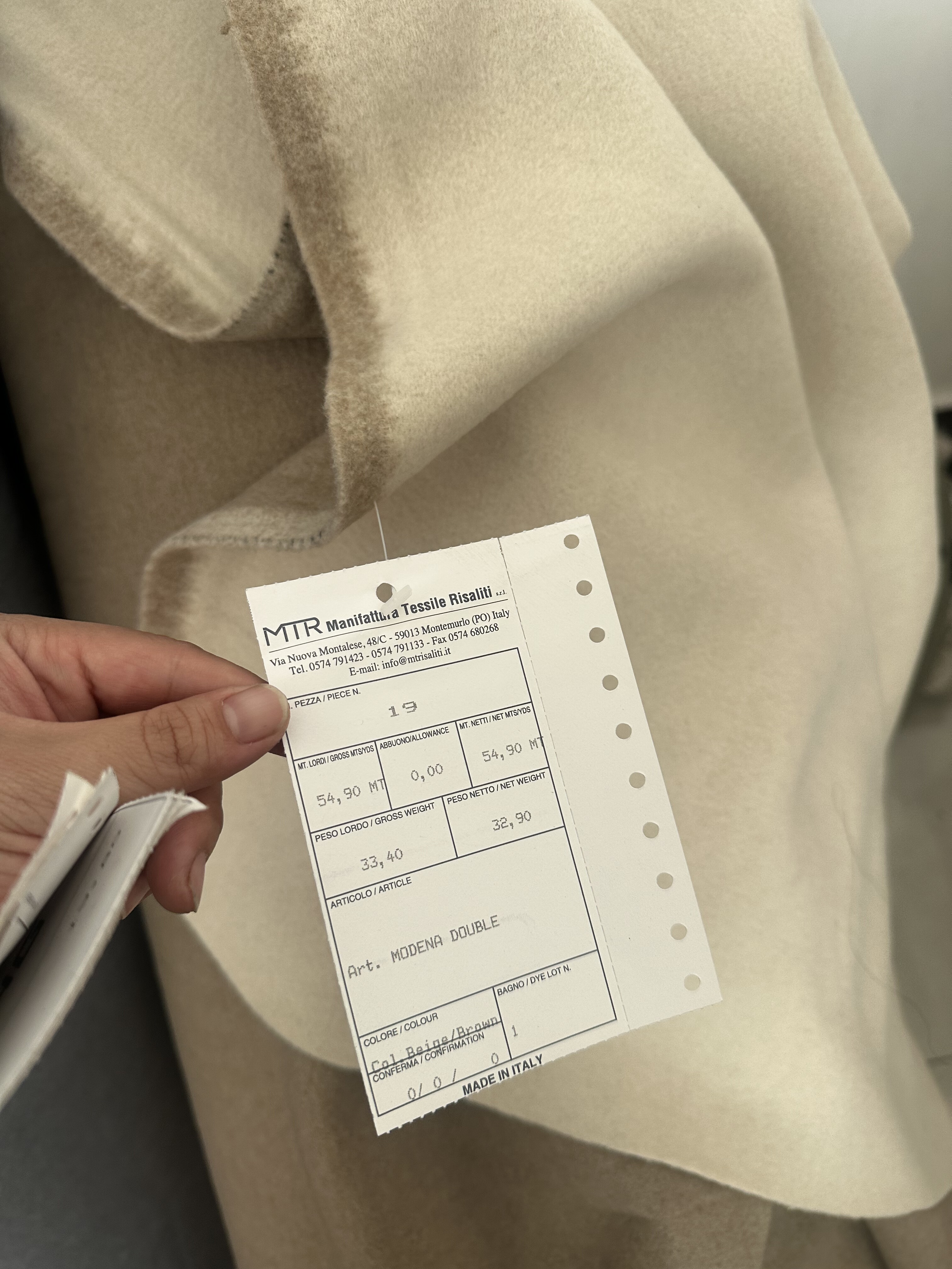 卡其杏色 意大利 MTR 双面双色 山羊绒 布面料（宽1.45米左右）