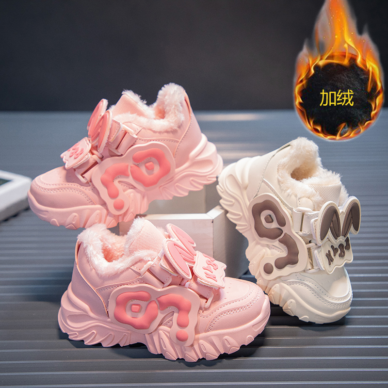 2025新款女童冬季加绒保暖运动鞋