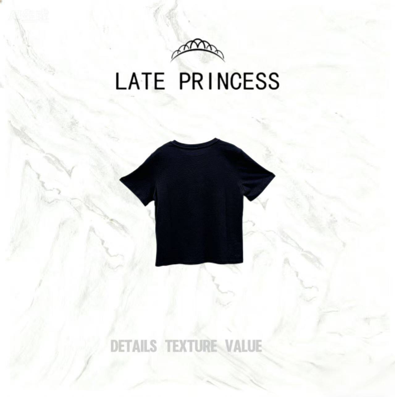 LATE PRINCESS【星冰乐】夏季新款百搭时尚圆领奶茶杯T恤